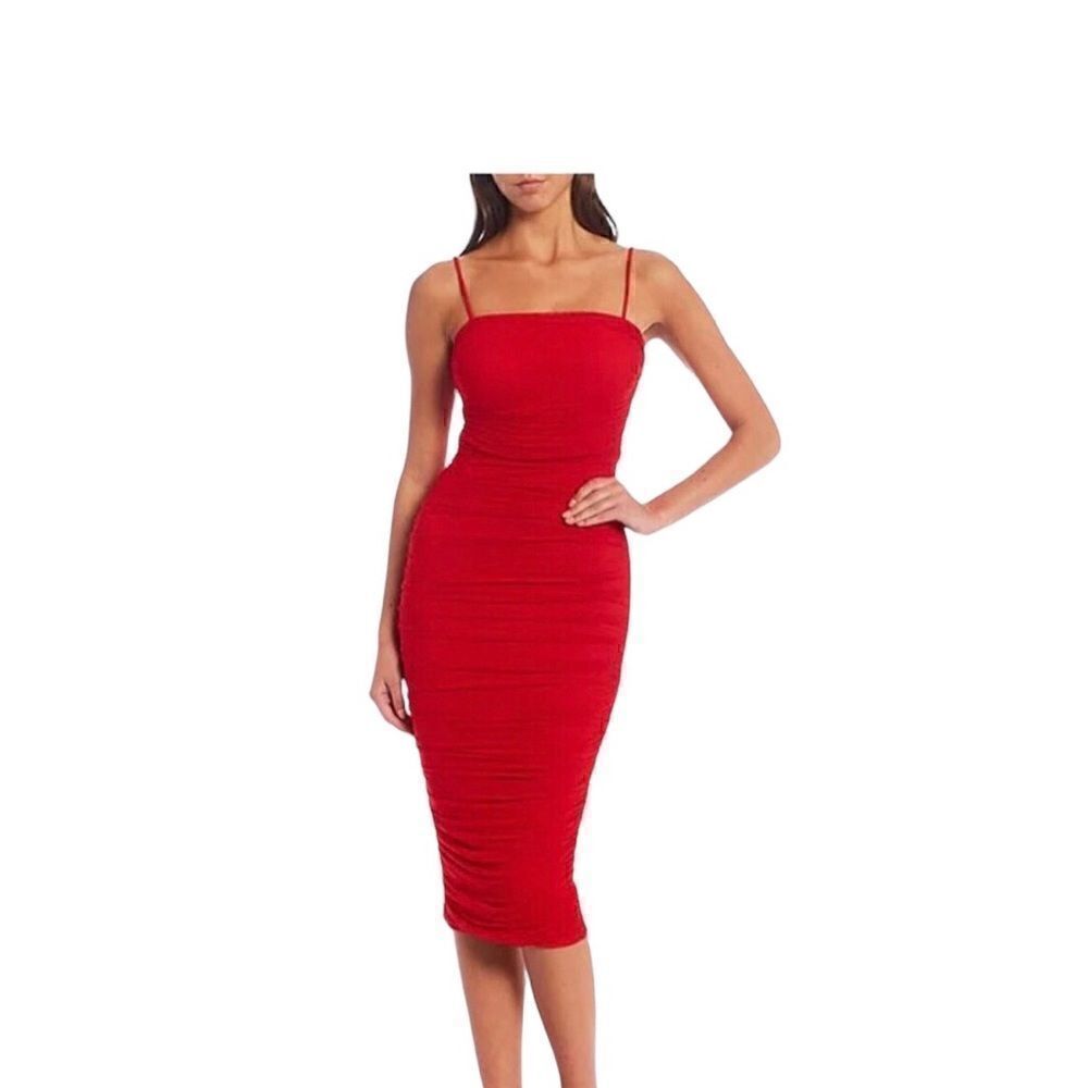 NWT MIDNIGHT DOLL Women. Spaghetti Straps Draped Red Dre’s. Back Zipper Size: 13